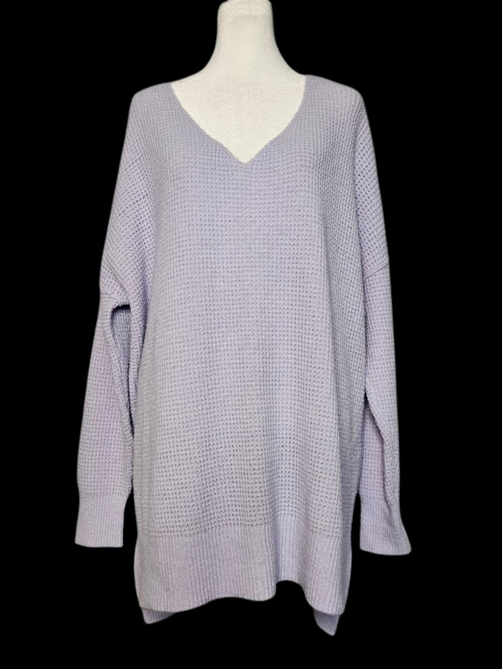 Free People Intimately Waffle Knit Pullover Sweater Women XS/S Lavender Oversize